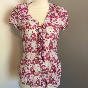 Banana Republic factory pink and white blouse.